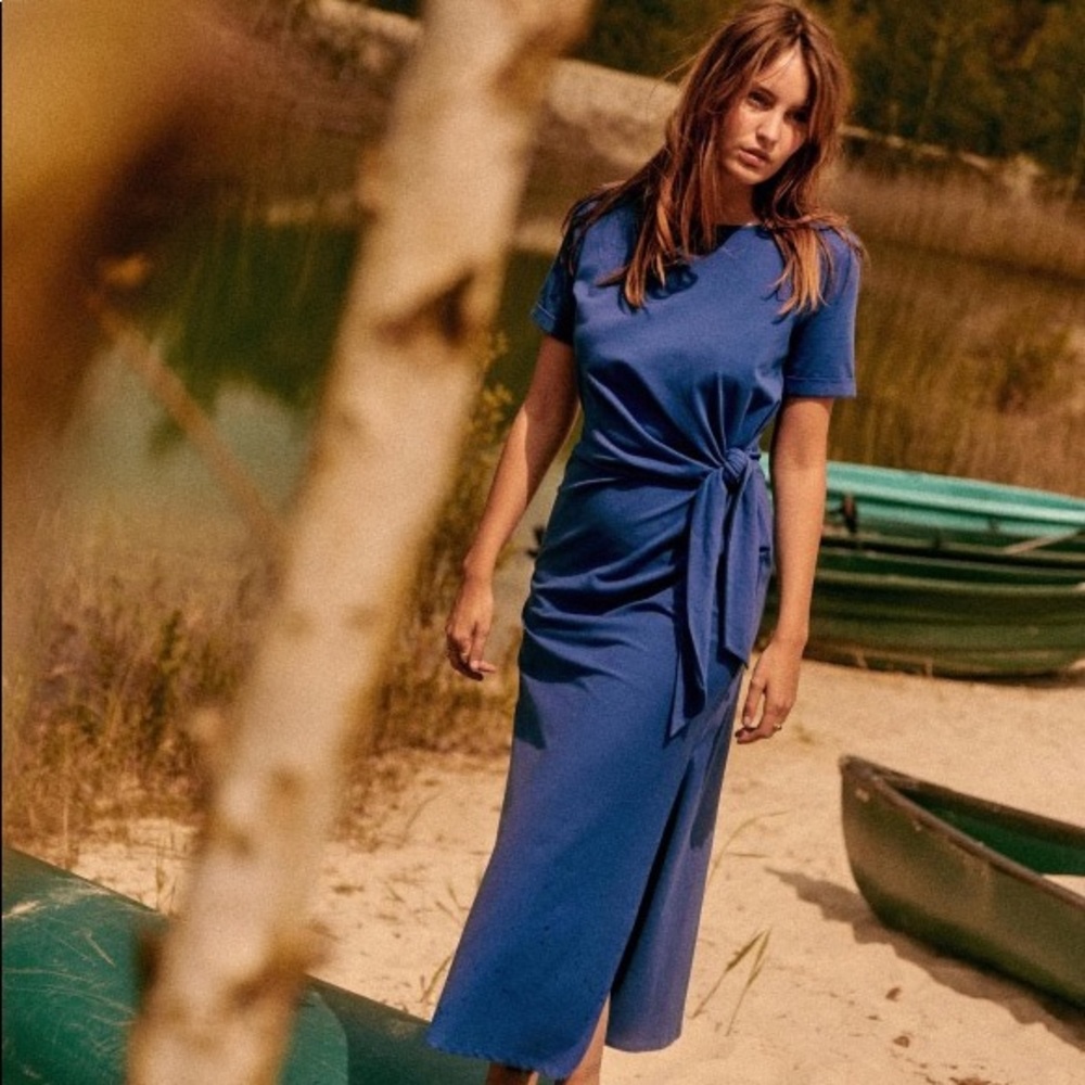 NWT Sezane Pippa dress in Electric Blue, size L.